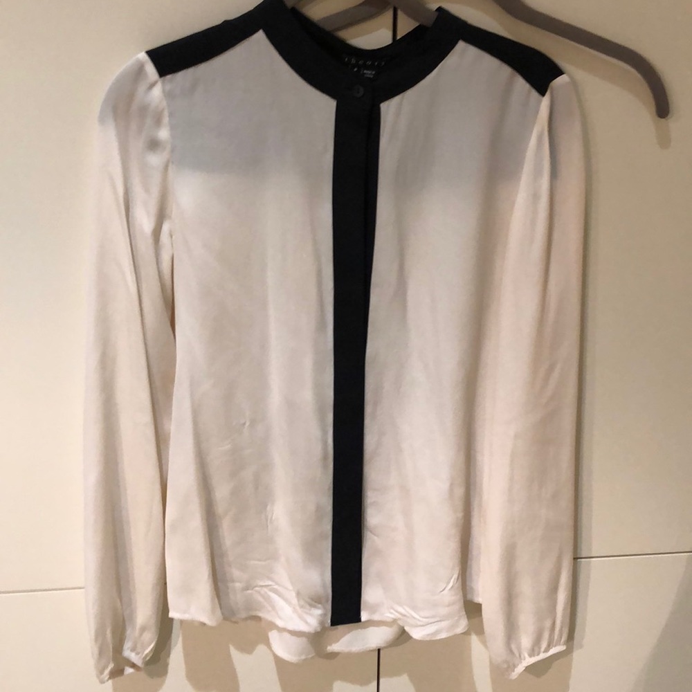 Theory black and off white blouse